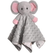 BORITAR Baby Security Blanket for Girls Super Soft Minky Dot Fabric Elephant Lovey Blanket with Lovely Animal Pattern Backing, Stuffed Plush Cuddle Newborn Blankie 14 Inch