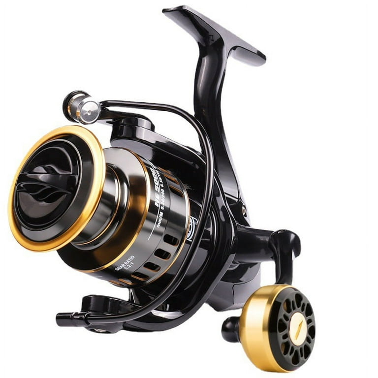 BORKE Bait Feeder Spinning Reels ,33Lbs Drag Carp Fishing Reel Front and  Rear Drag System, Freshwater Fishing Reel for Live Liner Bait Fishing  Action (Metalhandle） 