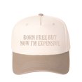 thumbnail image 1 of BORN FREE BUT NOW I'M EXPENSIVE Letter Embroidered Color Block Trucker Hat Unisex Adjustable Cotton Breathable Fashion Cap for Travel Daily Wear, 1 of 11