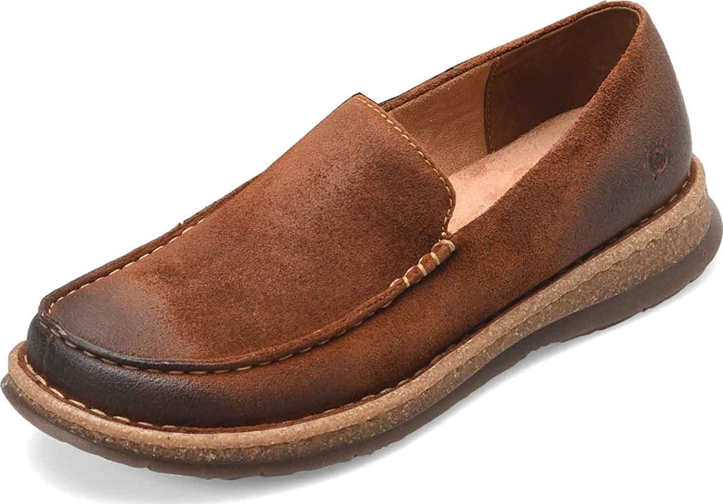 Baylor Moc Toe Loafer size 13m BORN Baylor Brown Distressed Suede Comfort Slip On Loafers  main image 2