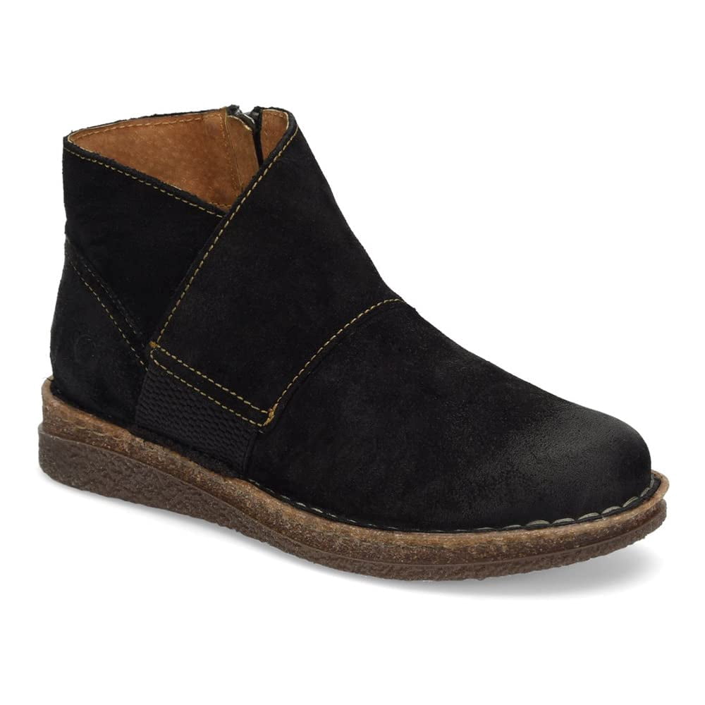BORN Donna Tora Stivali In Pelle – Nero, Taglia 38.5 EU, Fatti A Mano, Intersuola In Sughero, Fodera In Pelle Scamosciata