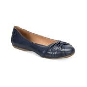 BORN Womens Navy Comfort Lilly Round Toe Slip On Leather Ballet Flats 9 W
