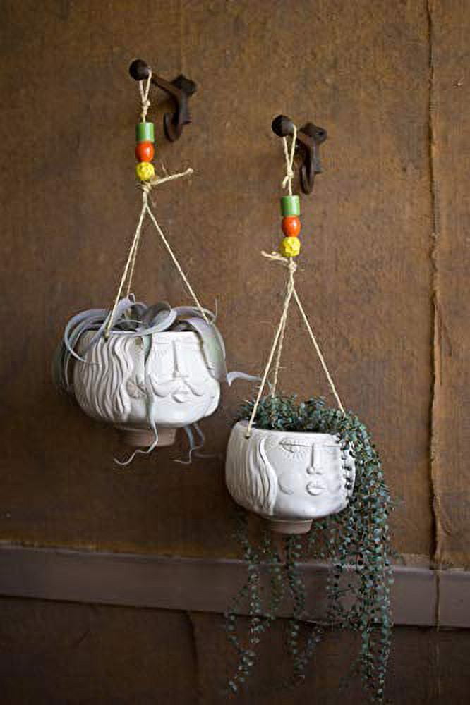 Kalalou 3-Piece Clay Face Hanging Bells Set