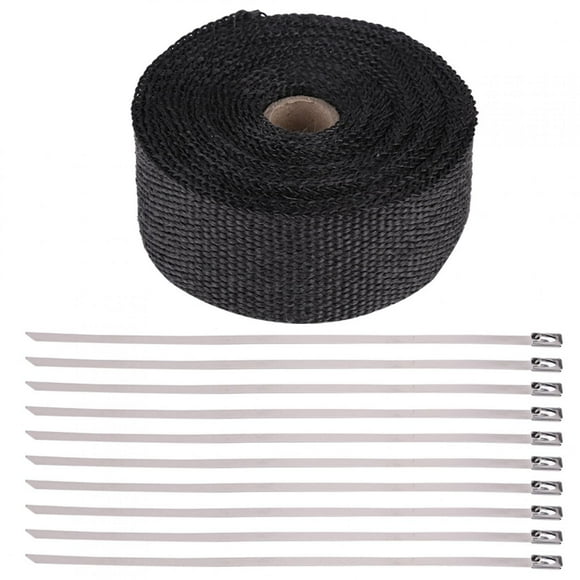 BOROCO Exhaust Heat Ties Wrap Roll, Exhaust Heat Wrap, 16FT Black High Heat Insulation Exhaust Pipe Wrap Tape Cloth for Car Motorcycle