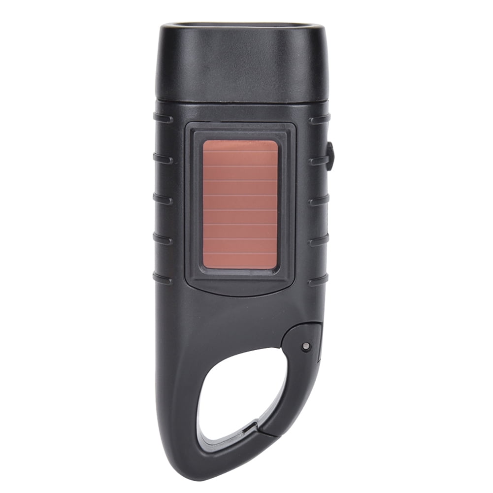 BOROCO Linterna de manivela solar, linterna de luz de emergencia para exteriores, linterna porttil LED de emergencia con ganchos de suspensin para escalar, acampar y caminar(Negro)