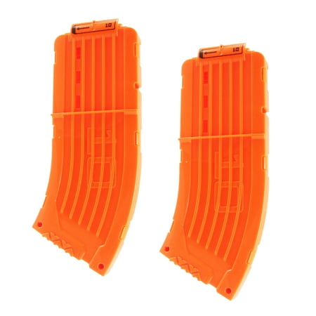 BOROLA 10 Darts Curved Magazine Quick Reload Clip Compatible for Nerf Elite (Orange, 2Pcs)