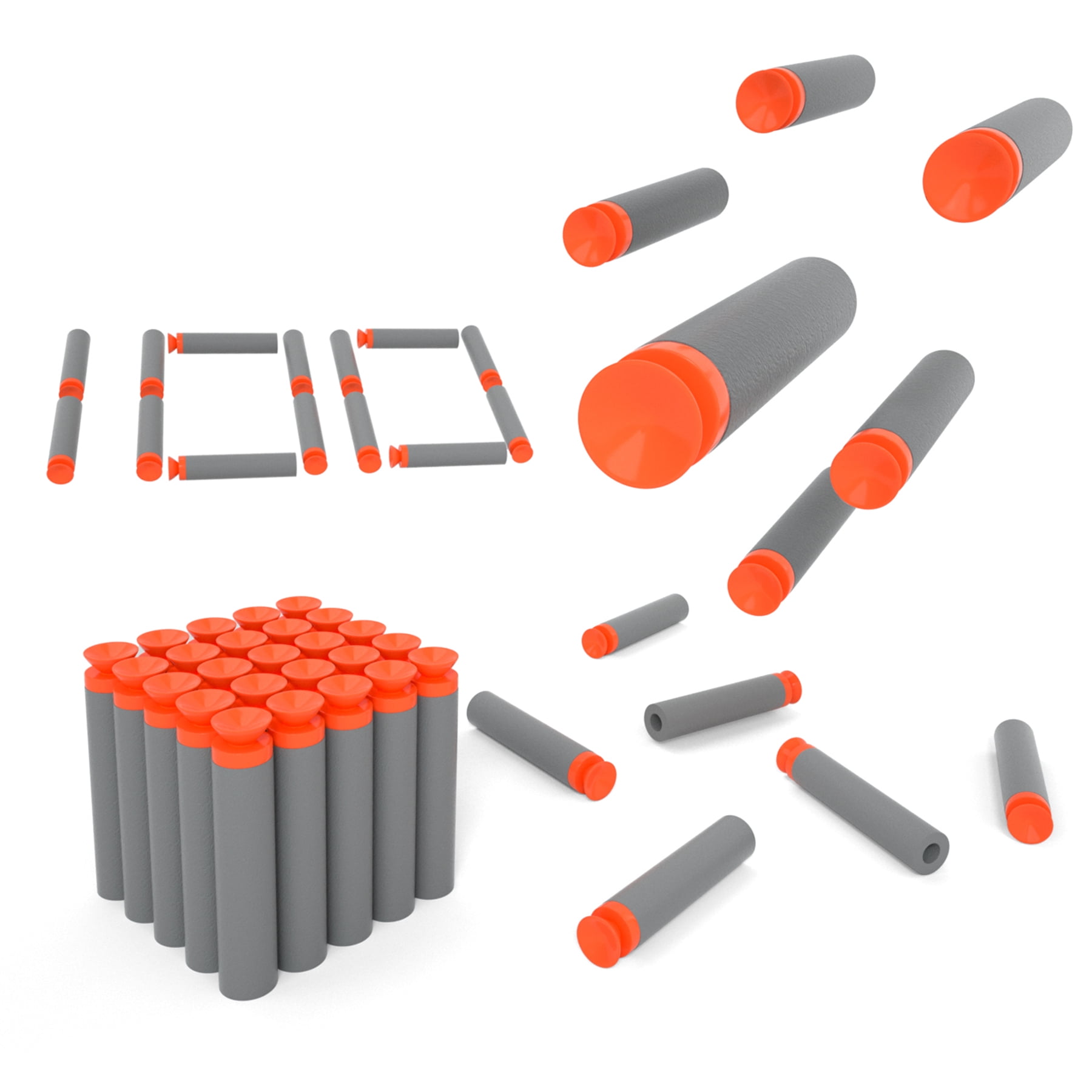 BOROLA 100pcs 7.2cm Refill Bullet Darts Compatible for Nerf Elite Series Blasters Kid Toy Gun - Grey,Suction