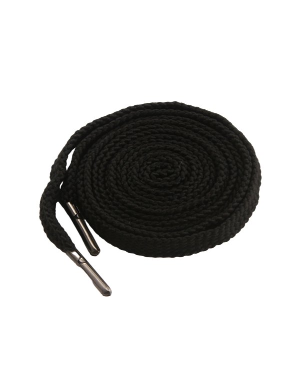1Pcs 51 Inch Fashionable Durable Cotton Drawstring, Premium Hoodie, Sports Pants, Shorts Universal Drawstring Replacement (Black Flat Rope, Metal Head)