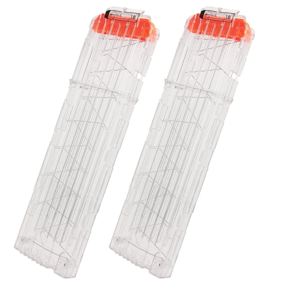 BOROLA 2 Pack 18-Darts Quick Reload Magazine Clips Compatible for NERF Elite Blasters Soft Dart Clip for Toy Gun(Transparent)