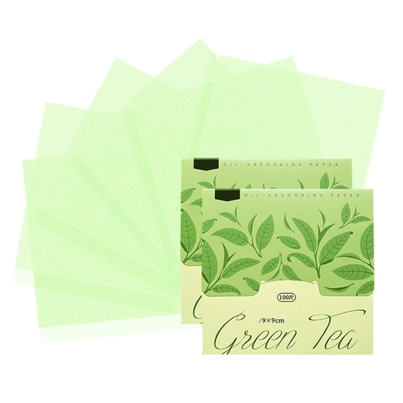 BOROLA 200 Sheets Oil Blotting Paper PLUS 9x9cm for Face, Extra-Large Soft Absorbing Pads for Face Shine Control, Portable Oil Absorbing Tissues for All Skin Types(Green Tea Scents)
