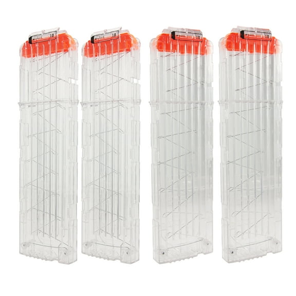 BOROLA 4 Pack 18-Darts Quick Reload Magazine Clips Compatible for NERF Elite Blasters Soft Dart Clip for Toy Gun(Transparent)