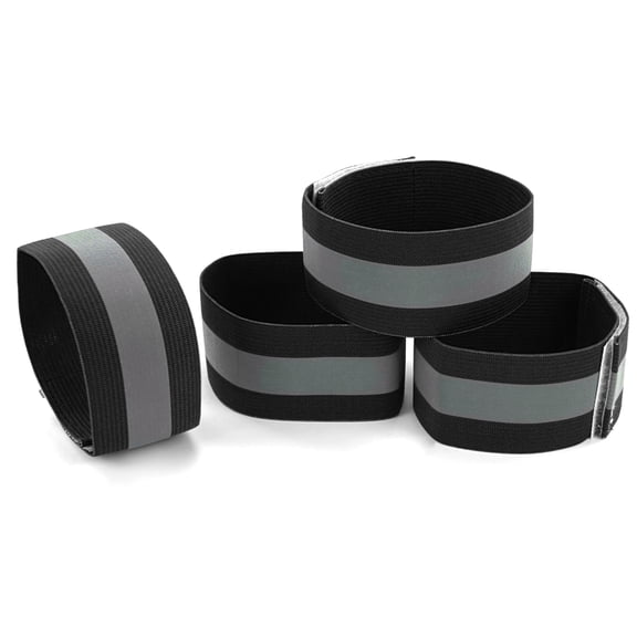 BOROLA 4 Pack Reflective Armbands, Wristbands, Arm Wrist, Ankle Bands, Leg Straps for Running, Jogging, Cycling, Hiking, Walking, Bike Riding, Horse Riding(Blcak)