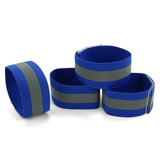 BOROLA 4 Pack Reflective Armbands, Wristbands, Arm Wrist, Ankle Bands, Leg Straps for Running, Jogging, Cycling, Hiking, Walking, Bike Riding, Horse Riding(Blue)