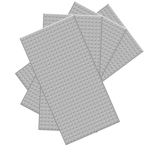 BOROLA Classic Baseplates Building Brick -10 "x 5" Compatible with Most Major Brand Building Bricks, Used for Substrates for Building Towers, Desktop Bases(4-Pack, Light Grey)