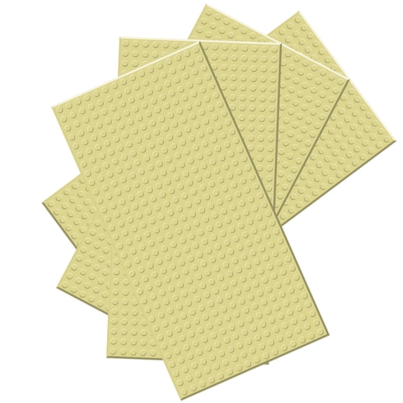 BOROLA Classic Baseplates Building Brick -10 "x 5" Compatible with Most Major Brand Building Bricks, Used for Substrates for Building Towers, Desktop Bases(4 Pack, Sand)