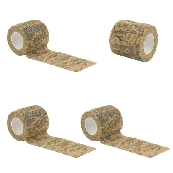 BOROLA Self-Adhesive Protective Camouflage Tape Cling Scope Wrap Camo Stretch Bandage for Camping,Flashlights,Bicycle,Range Finder Camera etc. 4Pcs, Desert Camo)