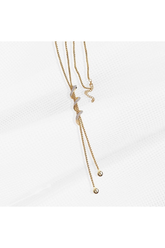 Women's Long Snake Necklace, Adjustable Y-Shaped Lariat Sweater Chain, Substantial Artistic Serpentine Pendant, Fall Winter Fashion Layering Jewelry(Gold)