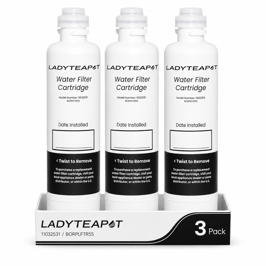 LADYTEAPOT 12033030 Replacement for Bosch® UltraClarity® Pro BORPLFTR50, 11032531 Refrigerator Water Filter, Compatible with 11025825, BORPLFTR55, B36CD50, B22CS50, B36FD50SNS, B36CT80SNS ( 3 Pack )