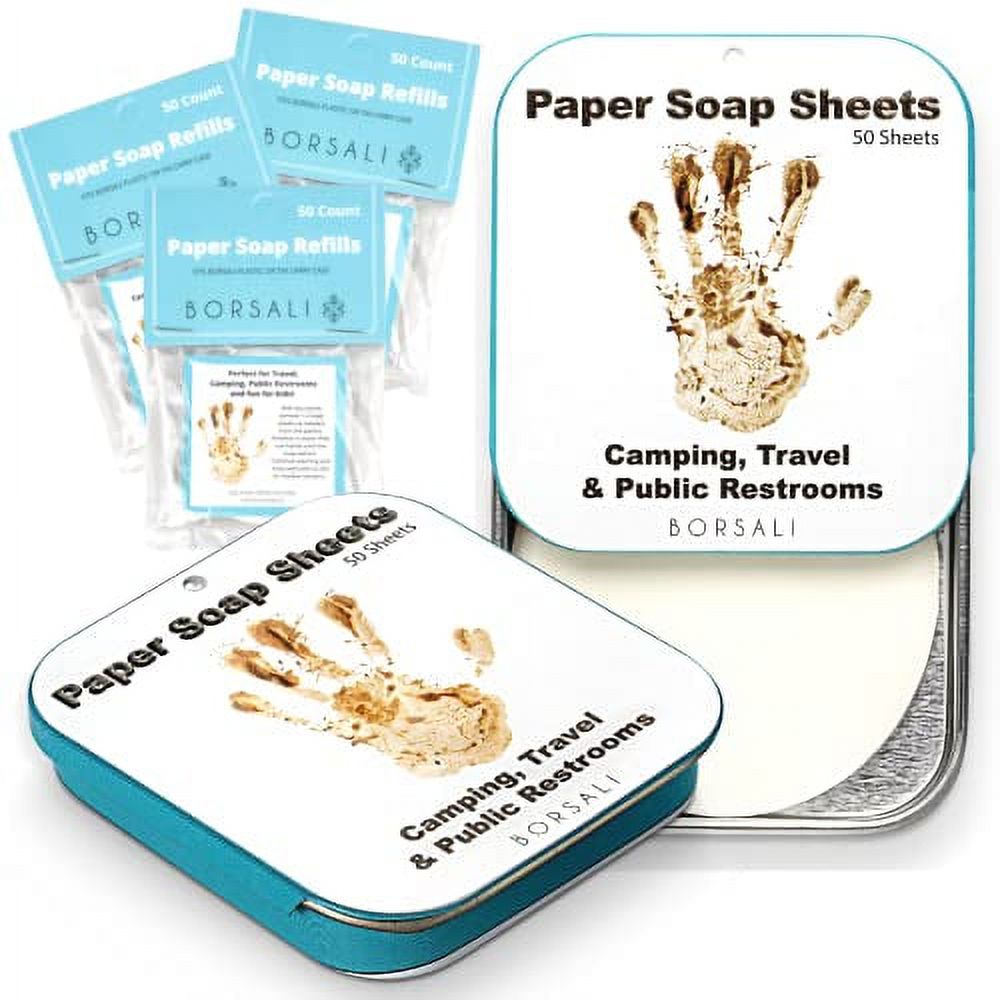 BORSALI Paper Soap Sheets for Travel Portable Dissolvable Dry Soap