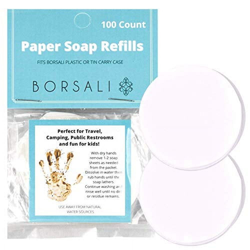 BORSALI Paper Soap Sheets for Travel Portable Dissolvable Dry Soap