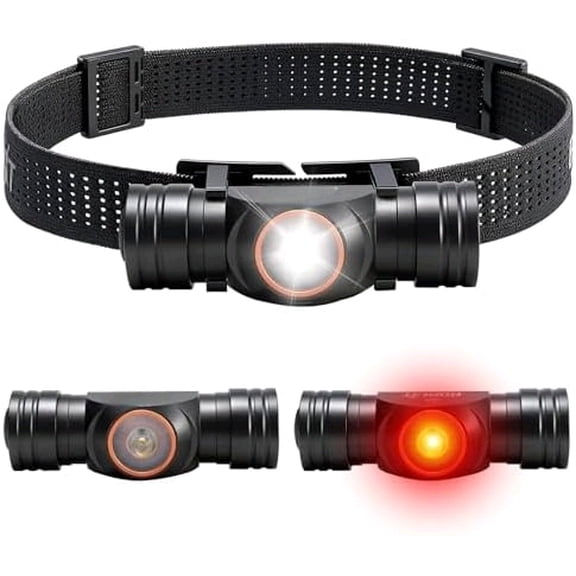 HP400 LED Rechargeable Headlamp with White & Red Light, 650 Lumens Super Bright Aluminum Head Lamp, USB-C Charging, IP67 Waterproof, 7 Modes for Running Camping Hiking Fishing
