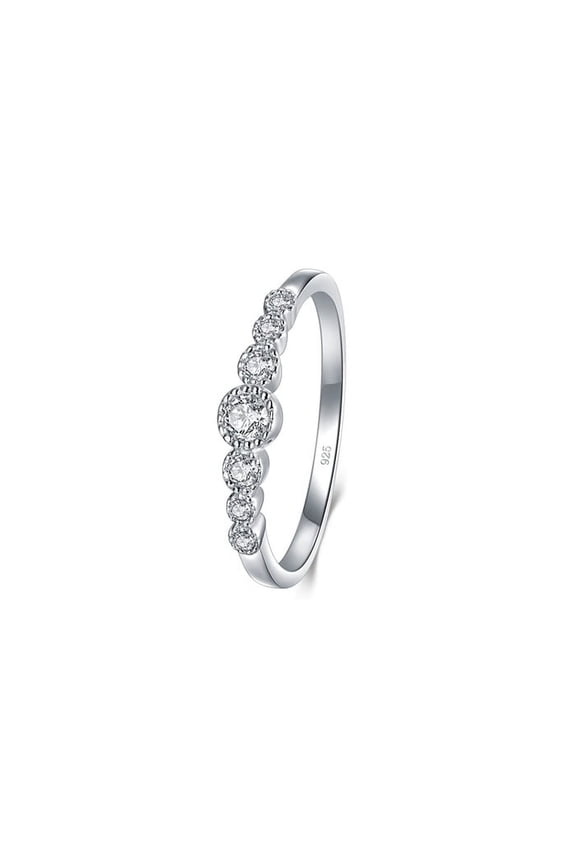 925 Sterling Silver Ring, Cubic Zirconia CZ Eternity Engagement Wedding Band Ring Size - 8
