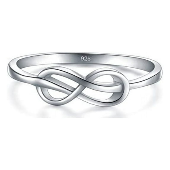 BORUO 925 Sterling Silver Ring, High Polish Infinity Symbol Tarnish Resistant Comfort Fit Wedding Band Ring Size - 9.5