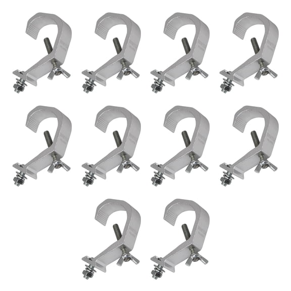 BORYLI 10pcs Stage Light Clamp Hook, Aluminum Alloy Clamp Safety Hang on Truss for Moving Head Light, Par Light (Max Load 66lbs) (66LBS)
