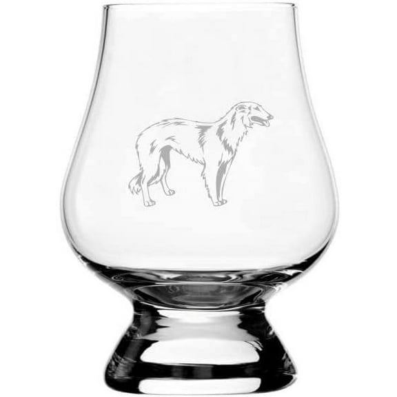 BORZOI Dog Themed Etched 2.5oz Glencairn Wee Whisky Glass
