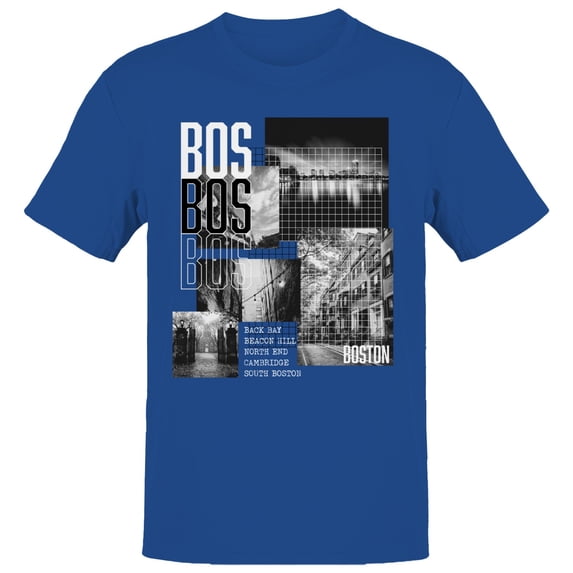BOS Boston City Neighborhoods Men's Royal Blue T-shirt