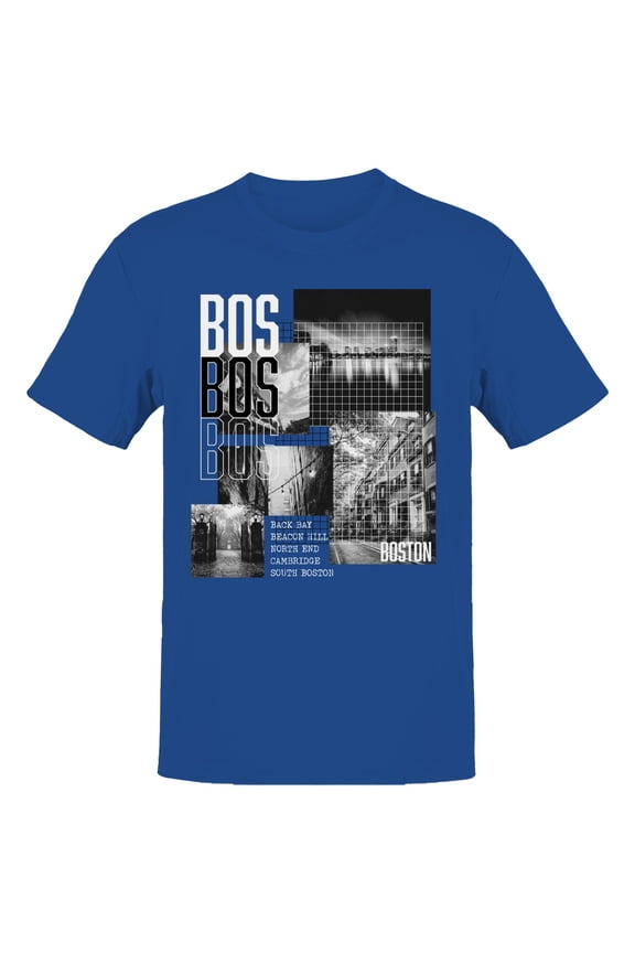 BOS Boston City Neighborhoods Men's Royal Blue T-shirt
