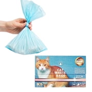 BOS Odor-Sealing Cat Poop Bags for Pet Waste & Kitty Litter - Disposal Bags - Scent-Free 90 bags [Size M, Color Light blue]
