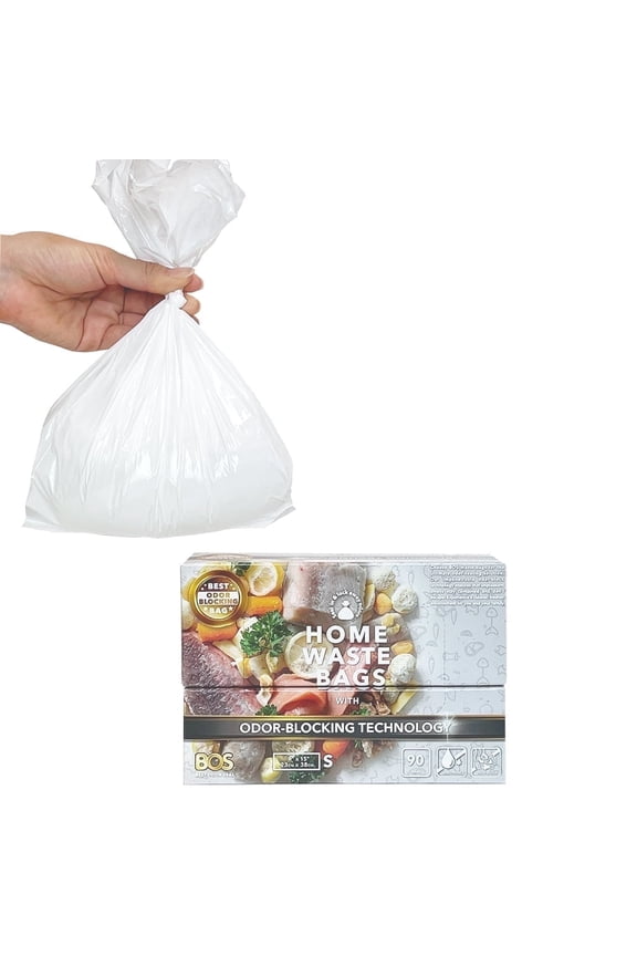 Odor-Sealing Kitchen, Home & Food Small Trash Bags- Disposable Bags - Scent-Free (90 Bags) [Size S, Color White]