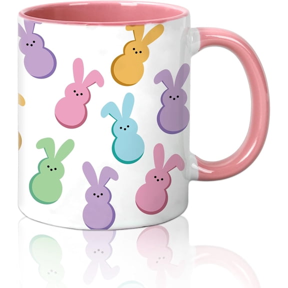 BOSALY 12oz Easter Bunny Mug, Cute Easter Bunny Cup for Coffee Jucie Milk Drinking, Cute Pastel Rabbit Ceramic Drinking Mugs for Spring Party Supplies Table Centerpieces, Easter Gifts Choice