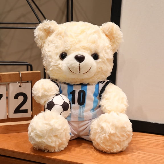 BOSALY 2026 Soccer Theme Bear Plush Toy, 9" White Bear Stuffed Animals in Jersey, Lovely Bear Plushies for Sports Fans, Cool Birthday Gifts for Football Fans (ARG)