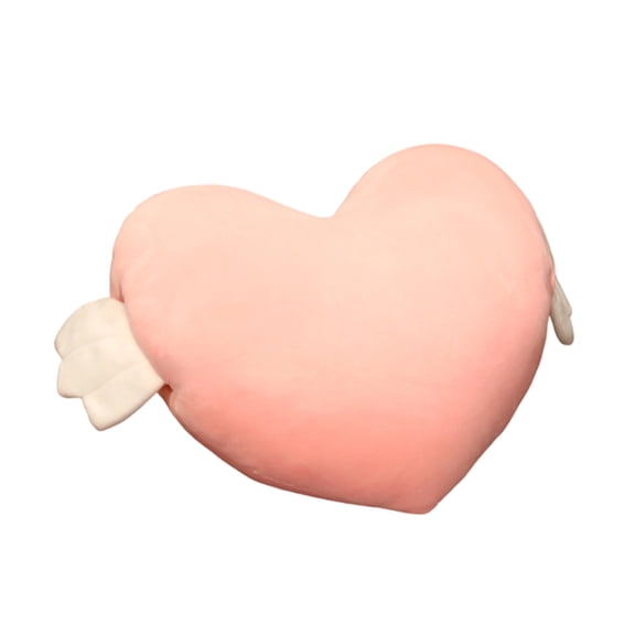 BOSALY 23.6" Pink Angel Wings Heart Pillow Plushies, Love Heart Cushion Plush Toys for Bedroom Sofa, Soft & Huggable Home Deocrations Indoor, Ideal Valentine's Day Gifts for Party Movie Time