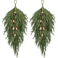 thumbnail image 1 of BOSALY 2pc Christmas Swag with Bell , 27.5" Norfolk Pine Teardrop Swag, Christmas Teardrop Wreath for Front Door, Christmas Decorations Indoor, Home Decor for Window Mantle Fireplace Wall Stair, 1 of 7