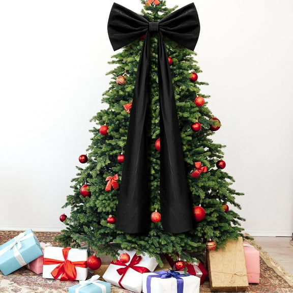 BOSALY 71" Large Christmas Velvet Bows, Christmas Tree Topper for Christmas Tree Decorations, Big Xmas Tree Toppers Bows for Home Decors, Chirstmas Decorations for Wreath Wall Backdrop Window, Black