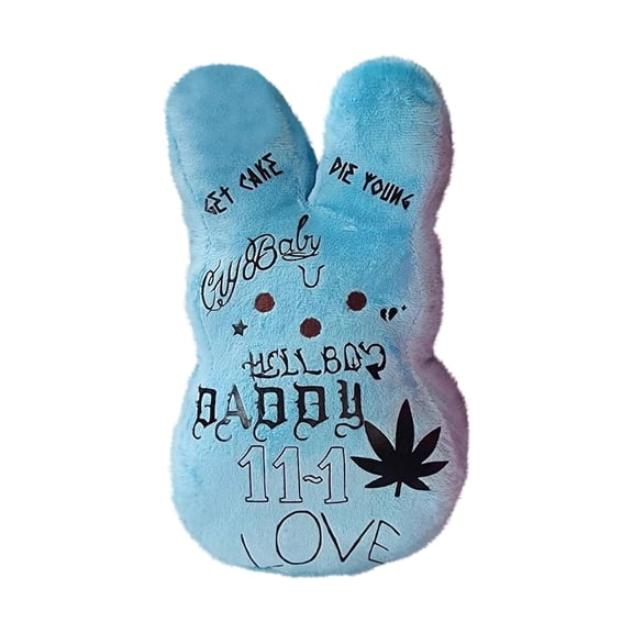 BOSALY 9.84" Easter Bunny Stuffed Animals with Cool Print, Unique Design Easter Rabbit Plush Toys, Perfect Bunny Plushies Home Decors, Great Valentine‘s Day Easter Basket Stuffers & Gifts (Blue)