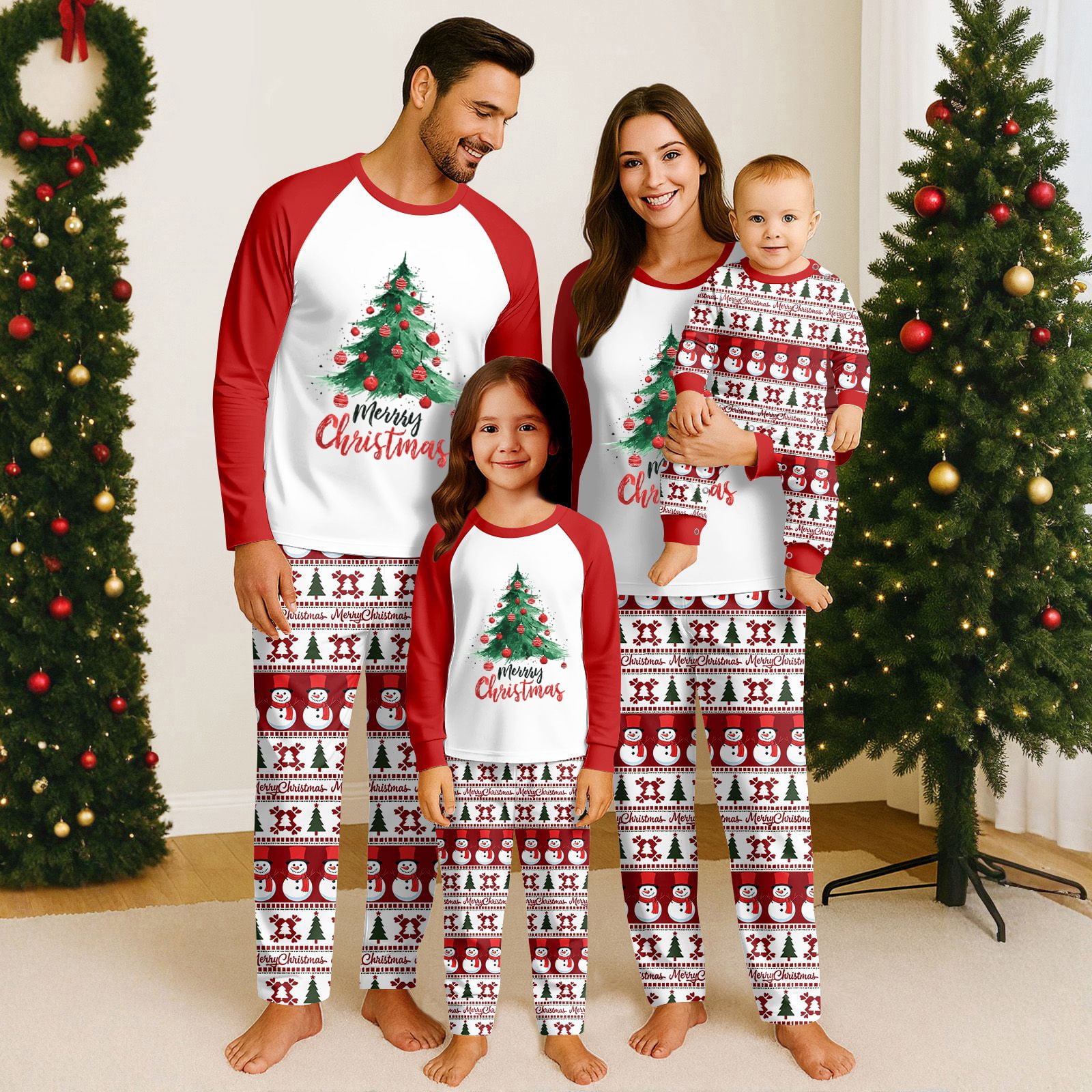 BOSALY Cartoon Pattern Family Christmas Pajamas Matching Sets, Holidays ...