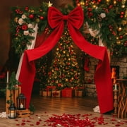 BOSALY Giant 18" Ribbon Tie Bow Decor, Christmas Tree Topper Decoration, Christmas Bows for Room Wall Backdrop, Christmas Tree Decorations Indoor for Home Holdiays Party Weeding (Red, Satin)
