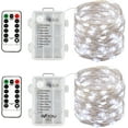 thumbnail image 1 of BOSAN 2PCS Fairy Lights Indoor Outdoor Battery Operated, Silver Wire 8 Mode 16Ft 50 LEDs Timer Christmas String Lights with Remote for Tree Bedroom Party Wedding Decoration (Cool White), 1 of 6