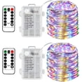 thumbnail image 1 of BOSAN 2PCS Fairy Lights Indoor Outdoor Battery Operated, Silver Wire 8 Mode 16Ft 50 LEDs Timer Christmas String Lights with Remote for Tree Bedroom Party Wedding Decoration (Multicolor), 1 of 6
