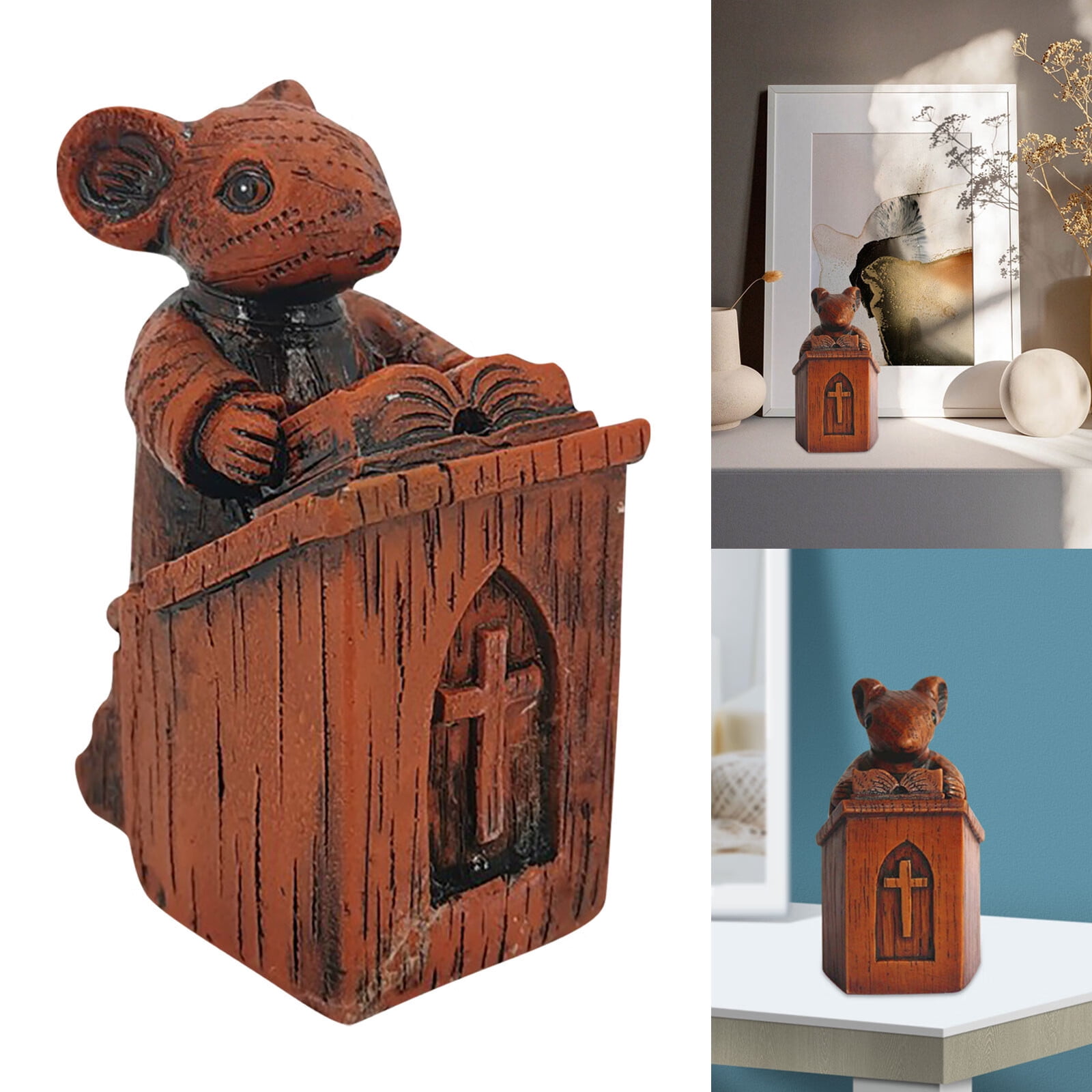 BOSCARE Church Mouse Resin Statue The Rat In The Pulpit, Church Mouse Resin Sculpture,Rat