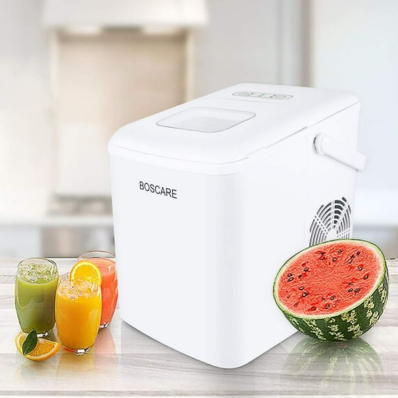 BOSCARE Ice Maker Machine,26lbs/24h Ice Cube Machine,Compact&Lightweight Ice Maker with Ice Scoop and Basket,white