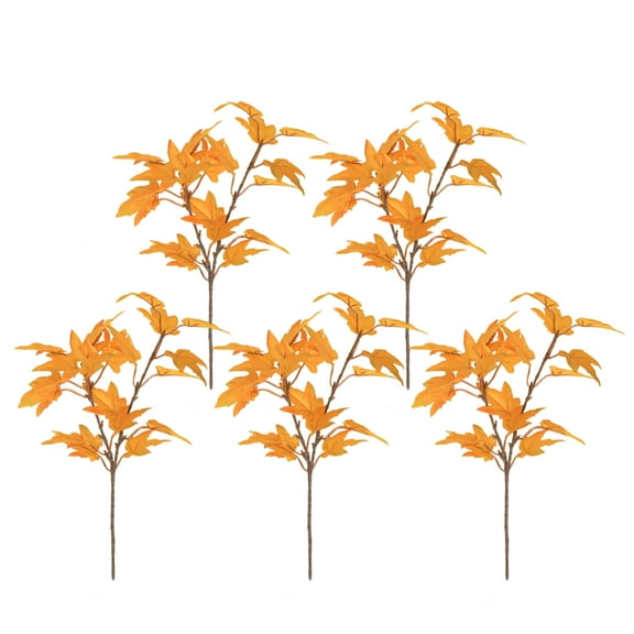 BOSCEAE 5 Pack Artificial Maple Leaf Stems, Fake Fall Foliage for Thanksgiving & Harvest Decor, Home Accent & Vase Fillers, Realistic Fake Plant for Autumn