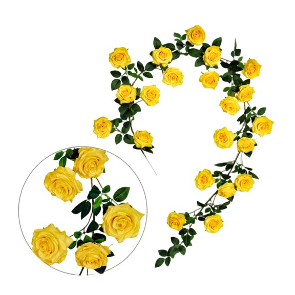 BOSCEAE 6ft (1.8m) All-Weather Artificial Flower Vine, Durable Fake Greenery for Outdoor Pipe & Fence Decor, UV Protected Faux Plant for Year-Round Use