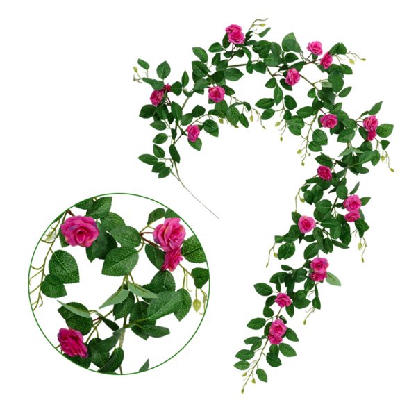 BOSCEAE 6ft (1.8m) Artificial Flower Vine, Thick Fake Garland for Pipe Covering, Balcony Privacy & Fence Decor, UV Resistant Faux Greenery for Outdoor Use