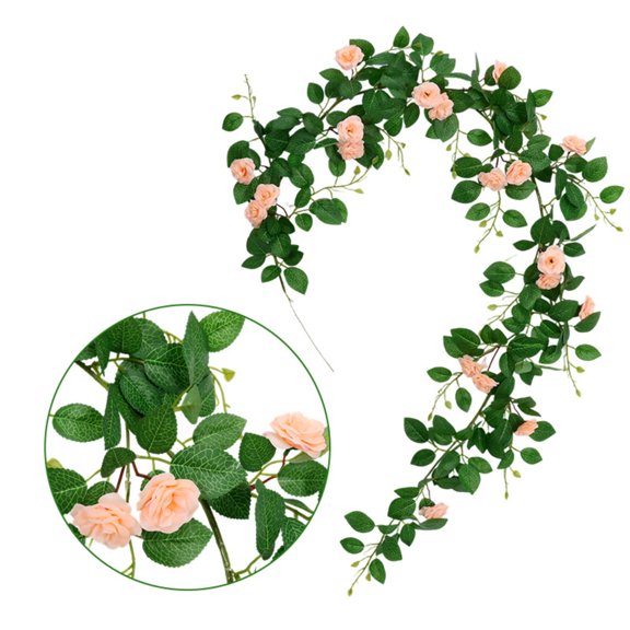BOSCEAE 6ft (1.8m) Artificial Flower Vine, Thick Fake Garland for Pipe Covering, Balcony Privacy & Fence Decor, UV Resistant Faux Greenery for Outdoor Use
