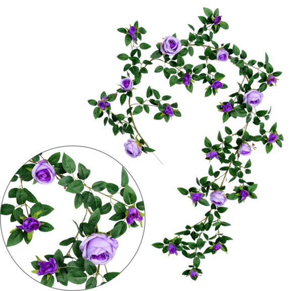 BOSCEAE 6ft (1.8m) Thick Artificial Flower Vine, Dense Fake Garland for Full Pipe Coverage, Balcony & Patio Decor, Weatherproof Faux Greenery